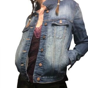 Gap Denim Blue Jean Jacket Sz S Trucker Stretch Medium Wash Short Casual Boho